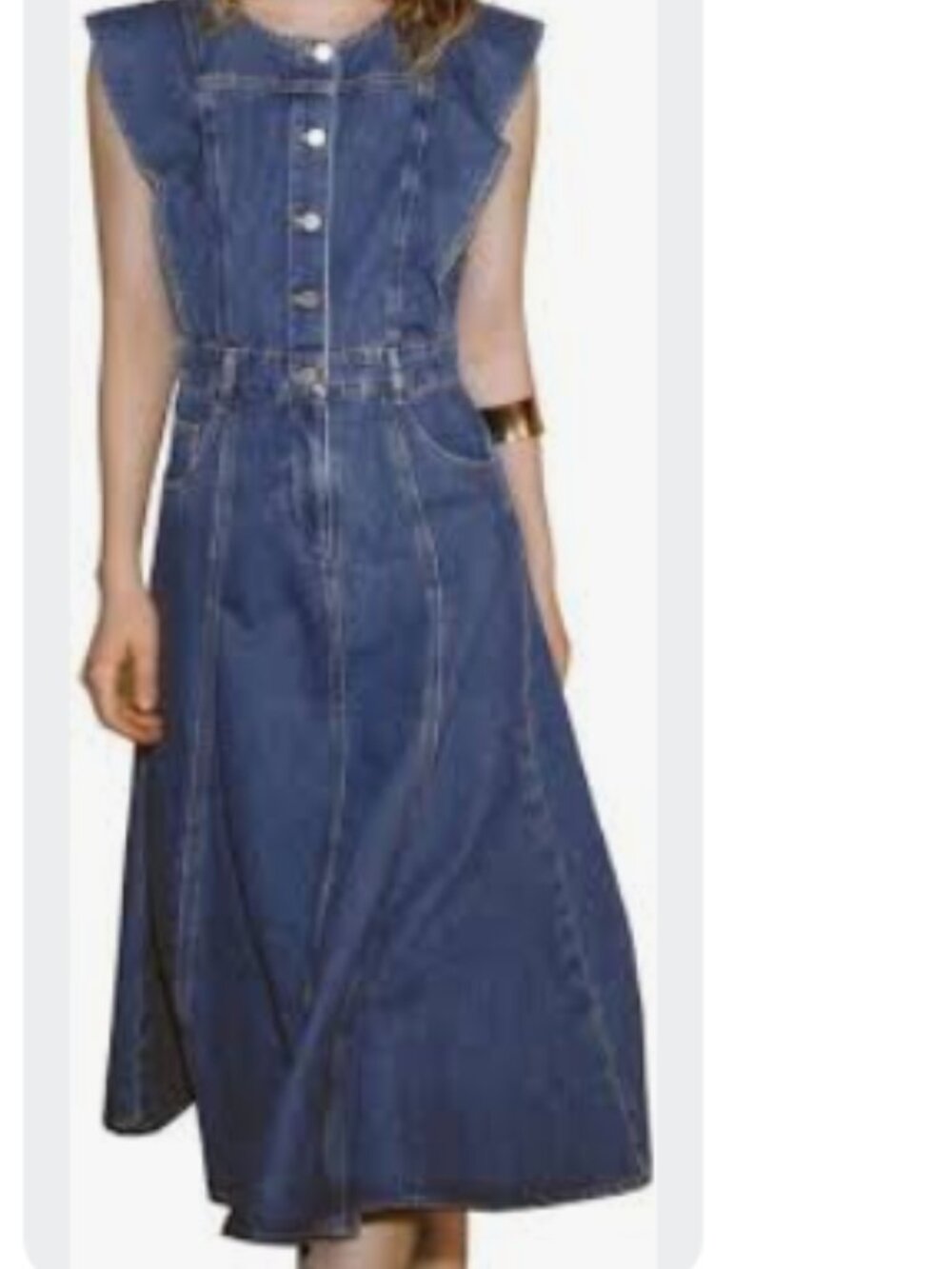 NWT Urban Revivo Blue Denim A- Line Dress Sz 12 - Picture 7 of 8
